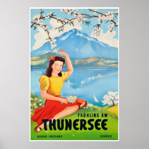 Póster Lago Thun, Suiza, poster del viaje