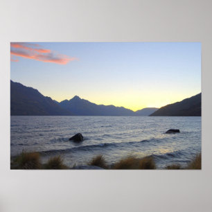 Póster Lago Wakatipu al atardecer, Queenstown, NZ