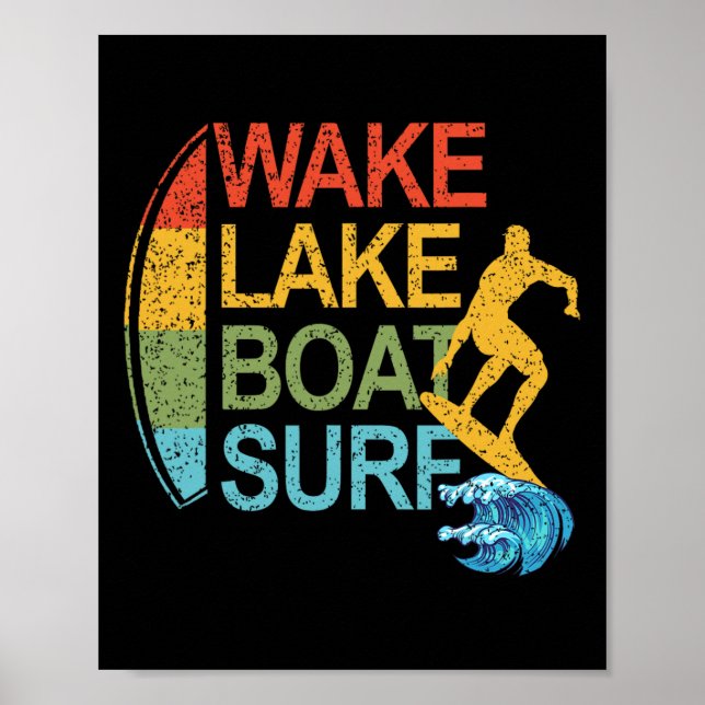 Póster Lago Wake Barco Surf Surfing Surfboarding Tabla de (Frente)