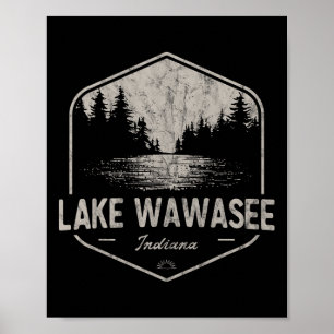 Póster Lago Wawasee Indiana al aire libre Vintage