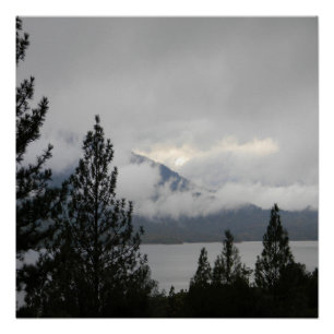 Póster Lago Whiskeytown con niebla...