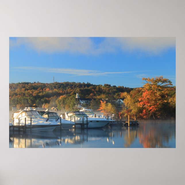 Póster Lago Winnipesaukee Meredith Marina Autumn (Frente)