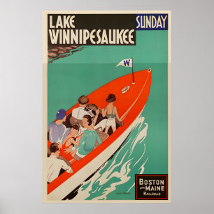 Póster Lago Winnipesaukee Nuevo Hampshire Estados Unidos