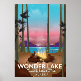 Póster Lago Wonder, Parque Nacional Denali Alaska