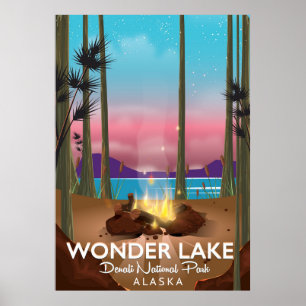 Póster Lago Wonder, Parque Nacional Denali Alaska