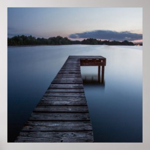 Póster Lago y Barco-muelle Ozarks