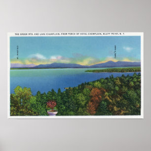 Póster Lago y montañas verdes