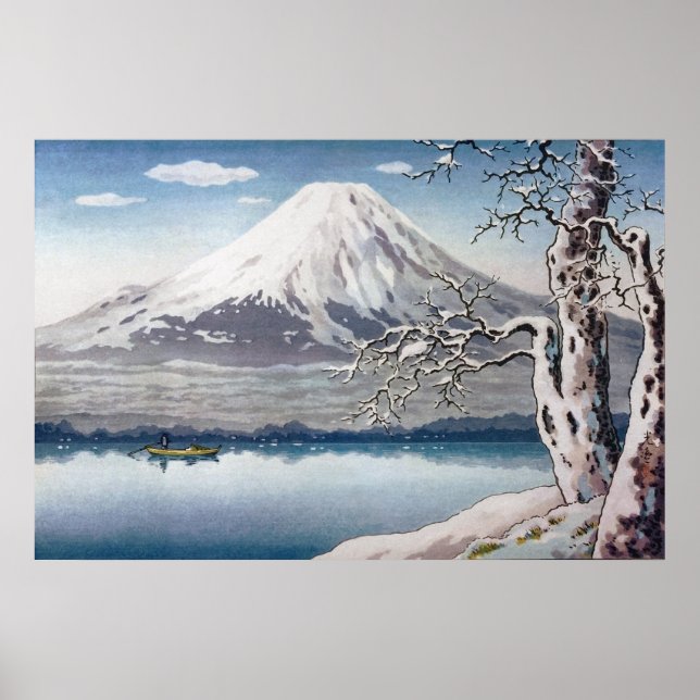 Póster Lago Yamanaka en invierno, por Tsuchiya Koitsu (Frente)