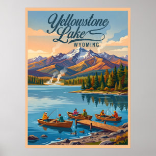 Póster Lago Yellowstone Wyoming Pesca Escénica