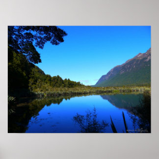 Póster Lagos de Espejo : Milford Sound: Poster de Nueva Z