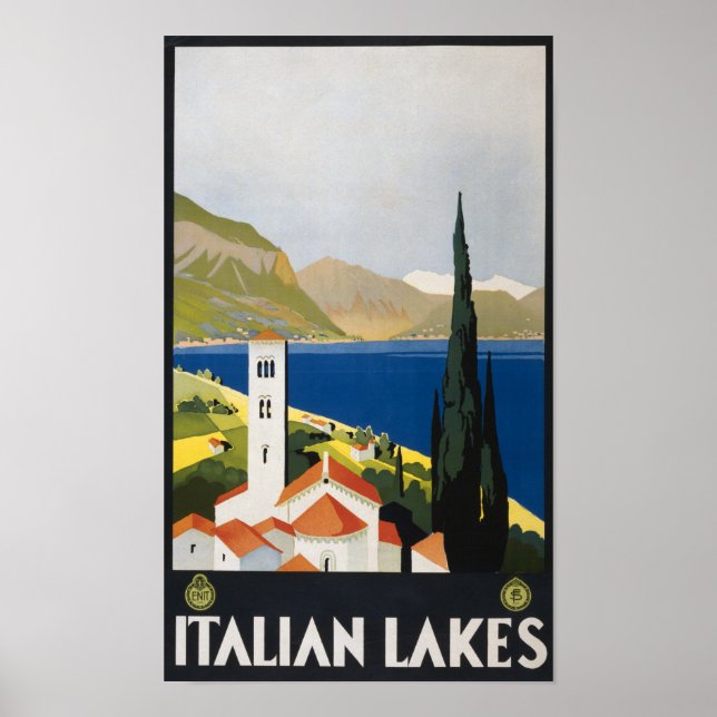 Póster Lagos italianos de época (Frente)