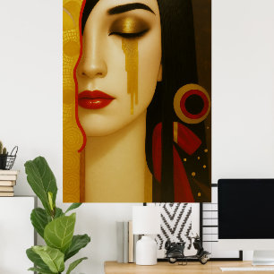 Póster lágrimas doradas de Freya con cabello oscuro