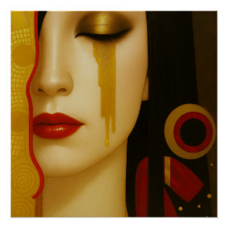 Póster lágrimas doradas de Freya con cabello oscuro