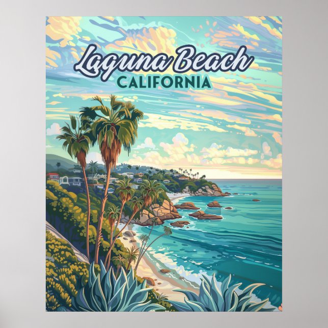 Póster Laguna Beach California Naranja County Vintage (Frente)