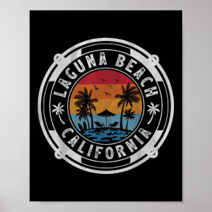 Póster Laguna Beach California Summer Vacation Vintage Su