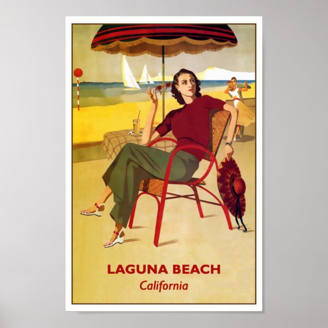 Póster Laguna Beach, California Vintage Travel (Frente)