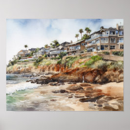 Póster Laguna Beach Watercolor Art Print Poster