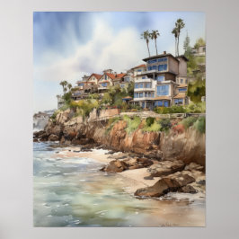 Póster Laguna Beach Watercolor Art Print Poster