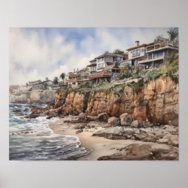 Póster Laguna Beach Watercolor Art Print Poster