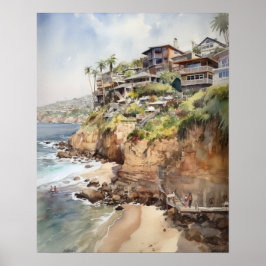 Póster Laguna Beach Watercolor Art Print Poster