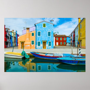 Póster Laguna colorida de la escena Venetian del barco