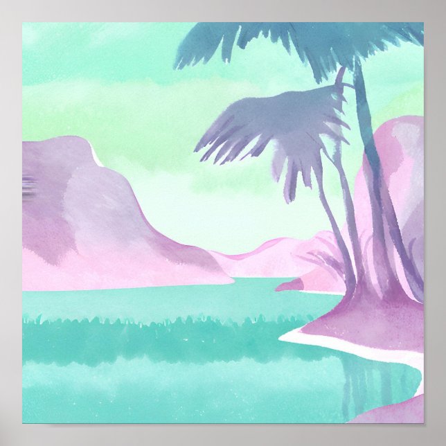 Póster Laguna escondida pastel (Frente)