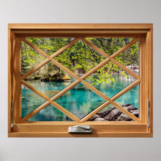 Póster Laguna - Lago Calming Faux Fake Window