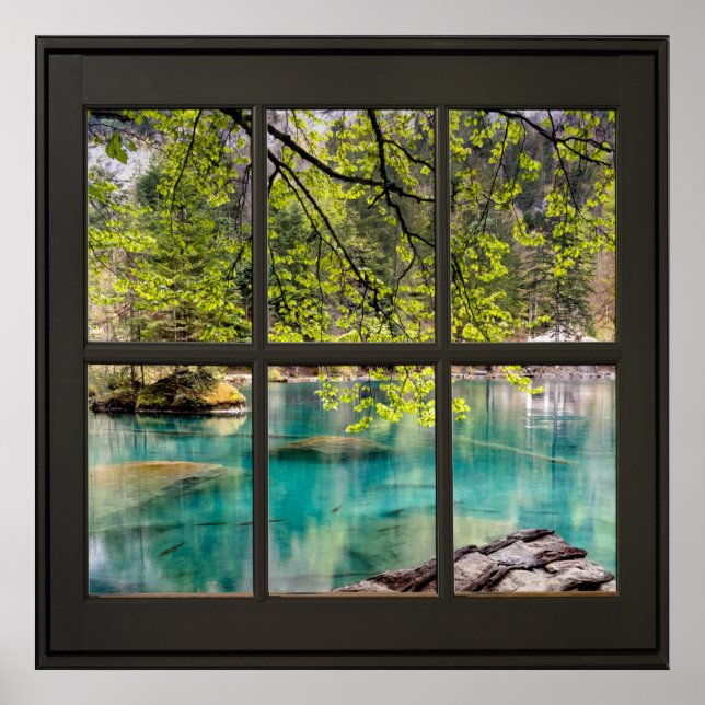 Póster Laguna, Lake View Faux Window Illusion Black (Frente)