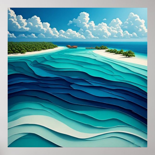 Póster Laguna Turquesa Abstracto 🌊 (Frente)