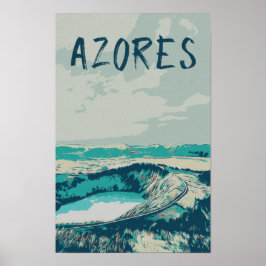Póster Laguna Volcánica en las Islas Azores, Océano Atlán