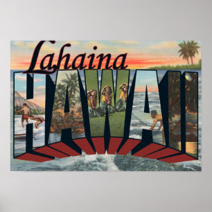 Póster Lahaina, Hawaii - escenas grandes de la letra