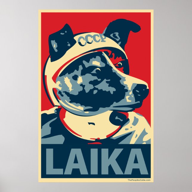 Póster Laika, el perro espacial: poster parodia de Obama (Frente)