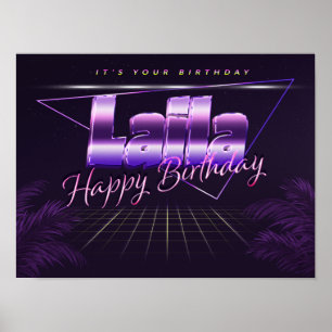 Póster Laila Name Vorname lila retro Poster Geburtstag