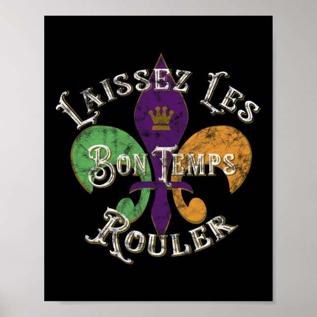 Póster Laissez Les Bon Temps Rouler Mardi Gras 2025 Fleur (Frente)