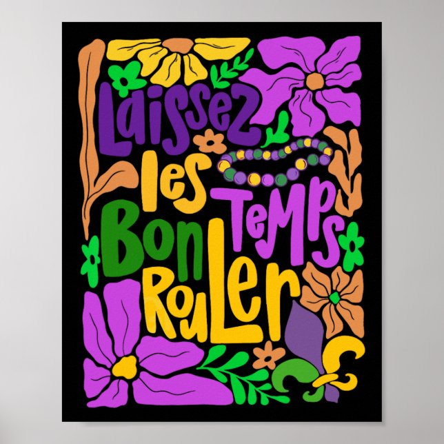 Póster Laissez Les Bon Temps Rouler Mardi Gras Beads Boho (Frente)