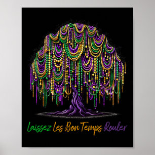 Póster Laissez Les Bon Temps Rouler Mardi Gras Tree Beads