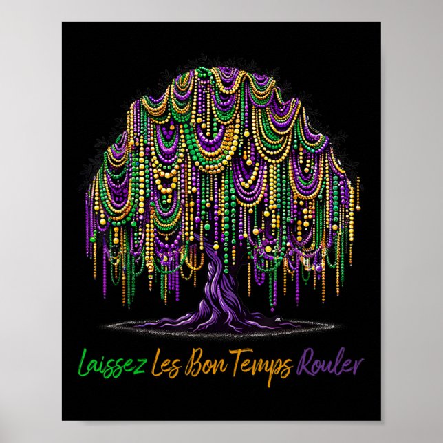 Póster Laissez Les Bon Temps Rouler Mardi Gras Tree Beads (Frente)