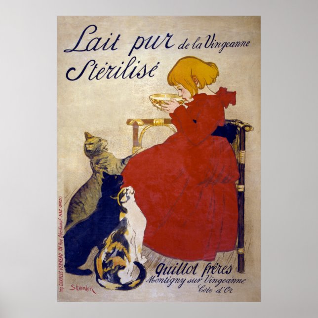 Póster Lait pur stérilisé de la Vingeanne, Steinlen (Frente)