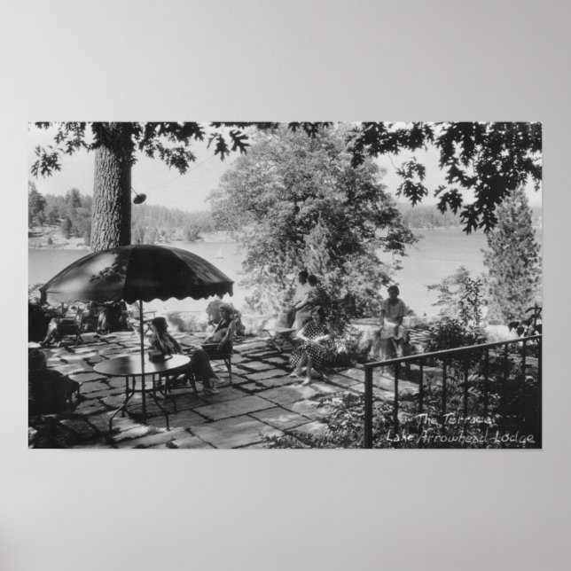 Póster Lake Arrowhead, California Lodge View & Terrace (Frente)