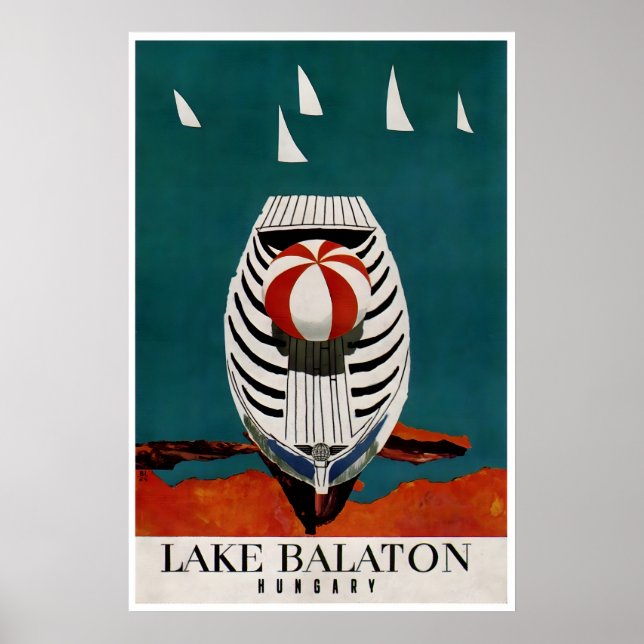 Póster Lake Balaton Poster Hungary Travel Print Hungarian (Frente)