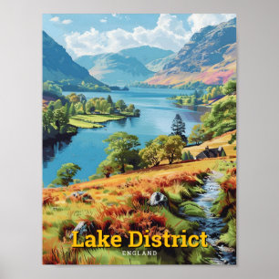 Póster Lake District Cumbria England Viaje de Vintage