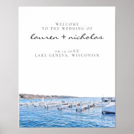 Póster Lake Geneva Wisconsin Wedding Welcome Sign