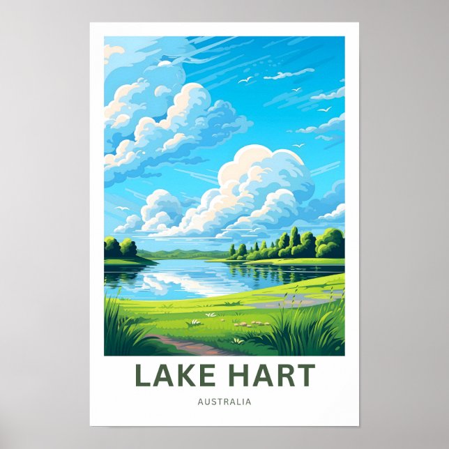Póster Lake Hart Australia Viajes impresos (Frente)