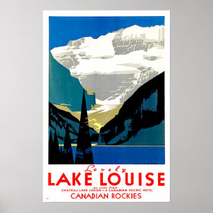 Póster Lake Louise, canadiense Rockies, Canadá, vintage