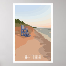 Póster Lake Michigan Shoreline Poster, 24"x36" Poster