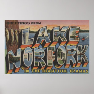 Póster Lake Norfork, Arkansas - Large Letter Scenes