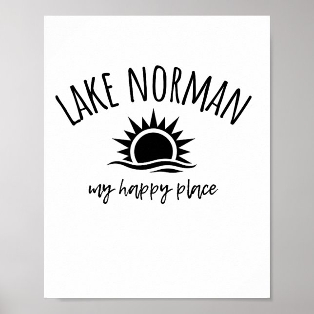 Póster Lake Norman My Happy Place Nc Boating Fishing Camp (Frente)