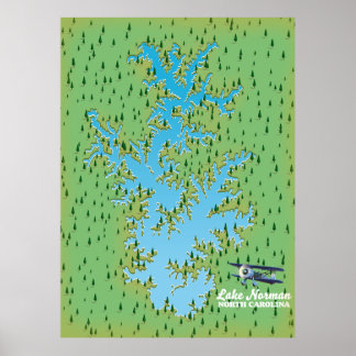 Póster Lake Norman South Carolina retro map