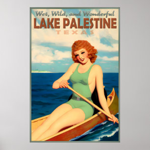 Póster Lake Palestine Texas Redhead Cañoa Viaje Pin U