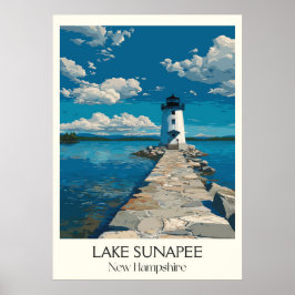 Póster Lake Sunapee New Hampshire Lighthouse